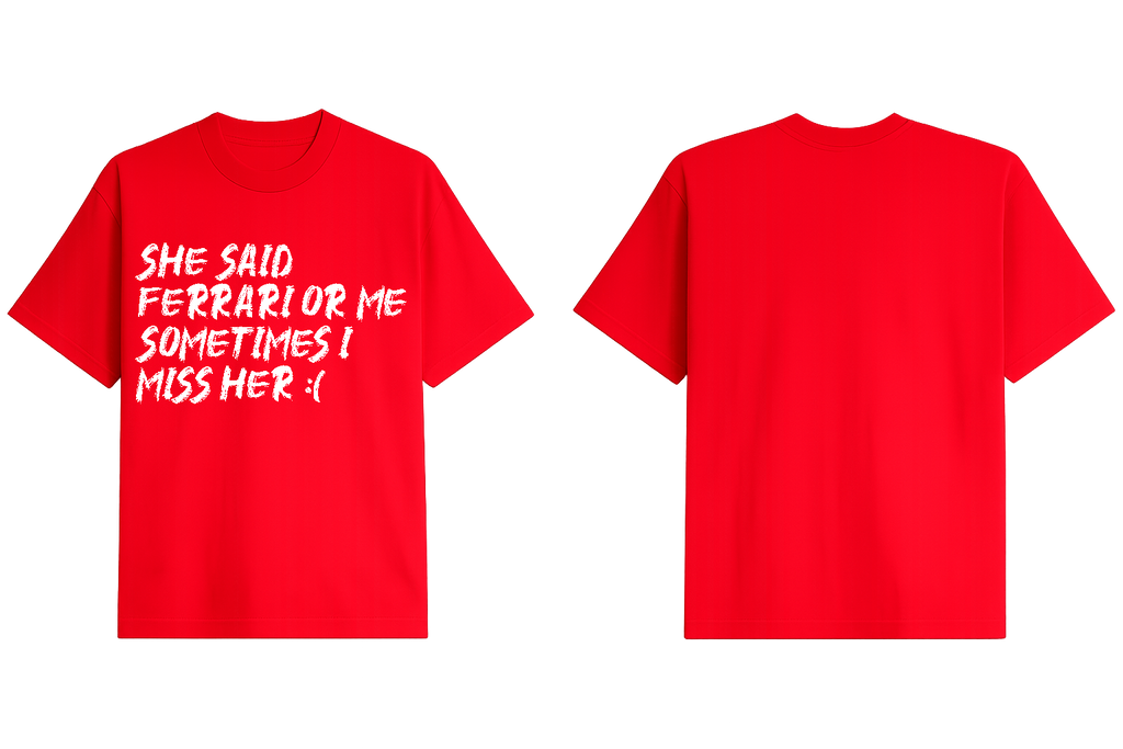 Ferrari Or Me - oversized t shirt Red
