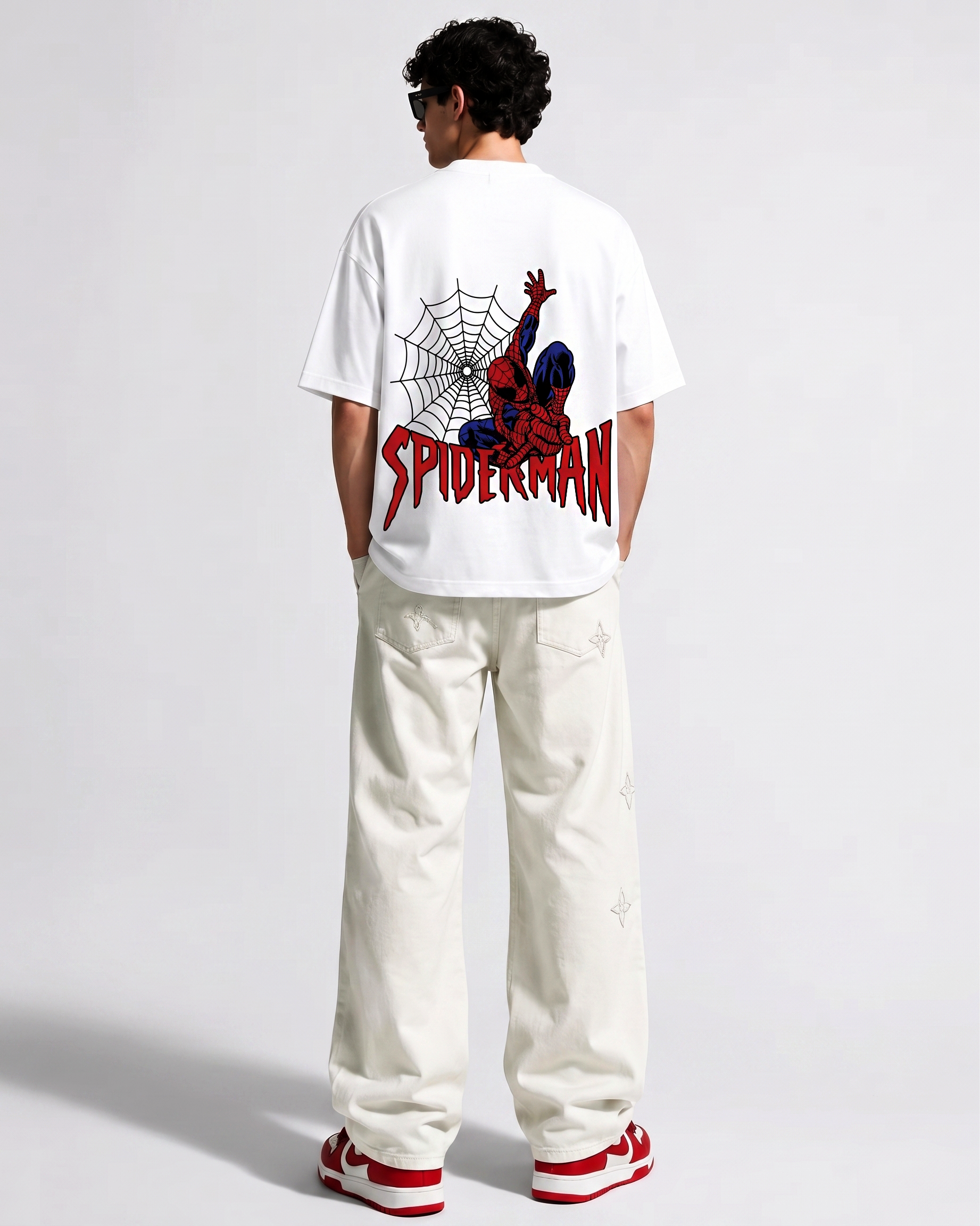 SPIDER MAN WHITE OVERSIZED T SHIRT