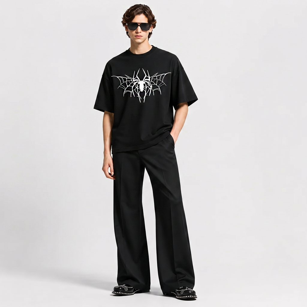 web crest black oversized t shirt