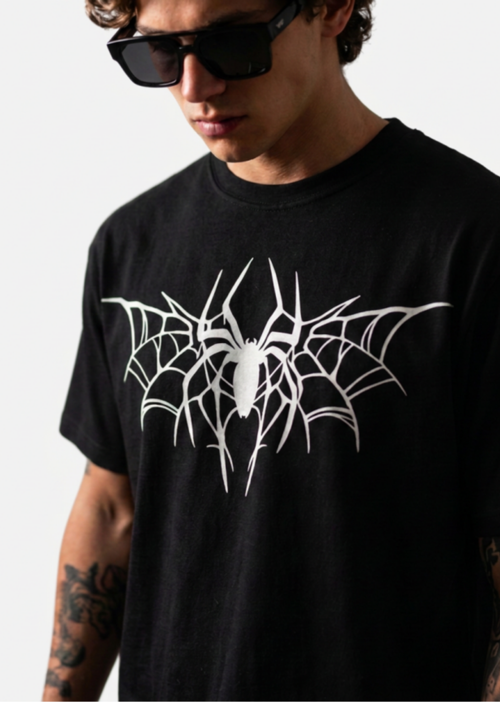 web crest black oversized t shirt